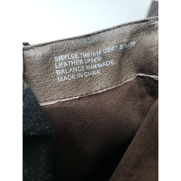 Tara M TMB1016 Brown Leather Buckle Side Zip Flat Low Boots Women's US 7.5 - Picture 7 of 8